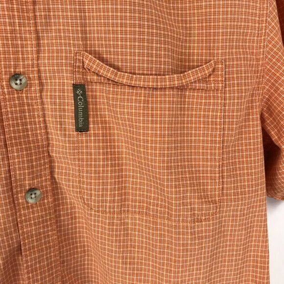 Columbia Casual Button Down Shirt Men's Medium Orange Plaid 100% Cotton Outdoor - Picture 5 of 11